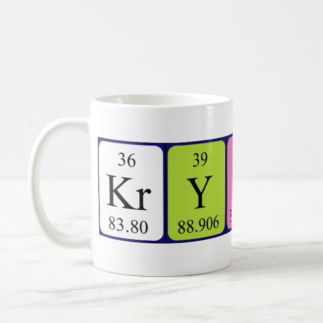 Taza del nombre de la tabla periódica de Krystal (Izquierda)