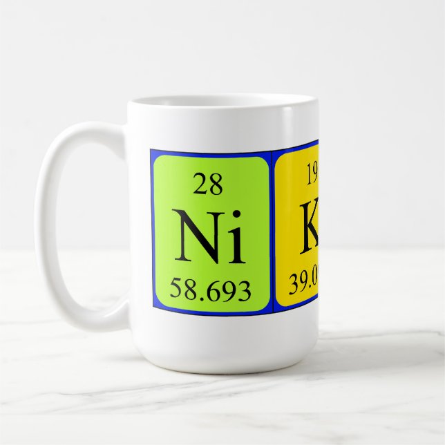 Taza del nombre de la tabla periódica de Nikita (Izquierda)
