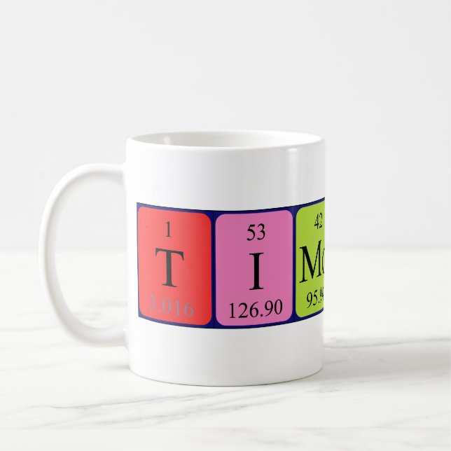Taza del nombre de la tabla periódica de Timothy (Izquierda)