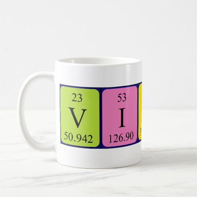 Taza del nombre de la tabla periódica de Vikki (Izquierda)