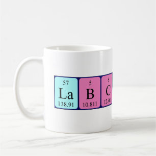 Taza del nombre de la tabla periódica del polluelo
