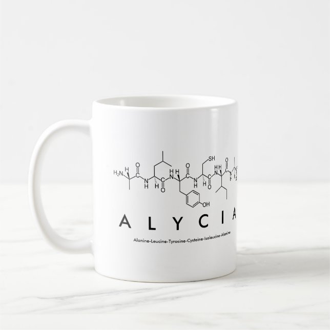 Taza del nombre del péptido de Alycia (Izquierda)