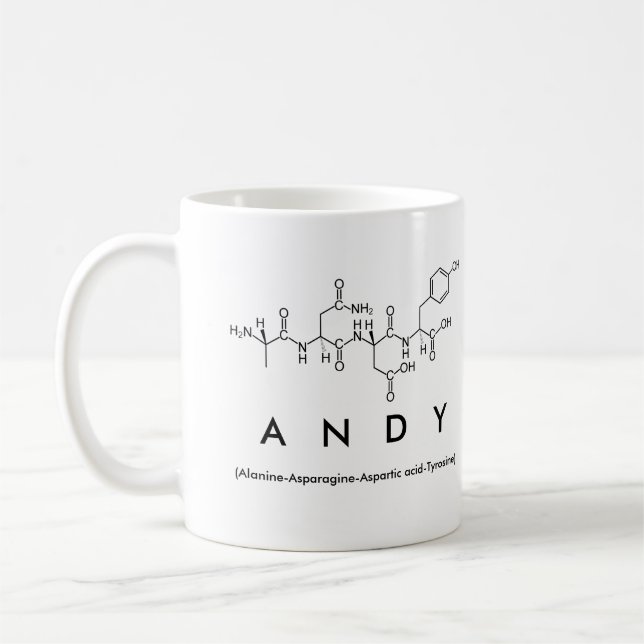 Taza del nombre del péptido de Andy (Izquierda)