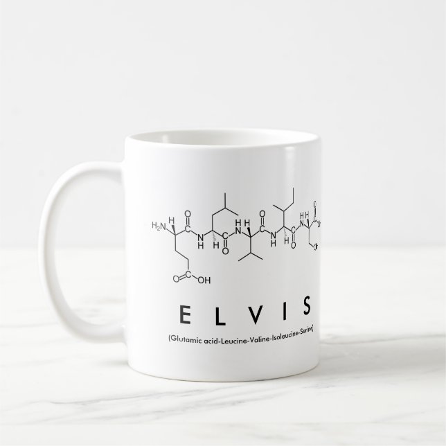 Taza del nombre del péptido de Elvis (Izquierda)
