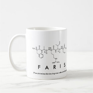 Taza del nombre del péptido de Faris