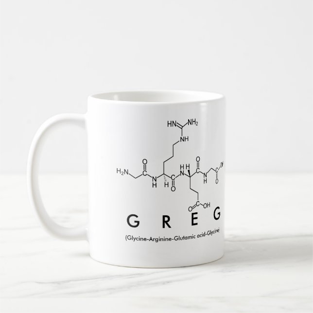 Taza del nombre del péptido de Greg (Izquierda)