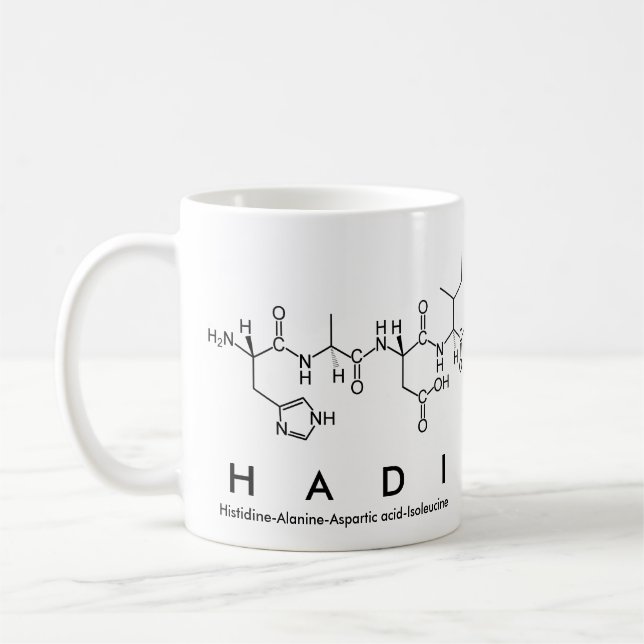 Taza del nombre del péptido de Hadi (Izquierda)