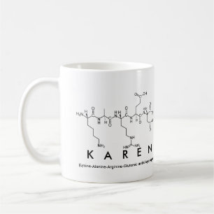 Taza del nombre del péptido de Karen