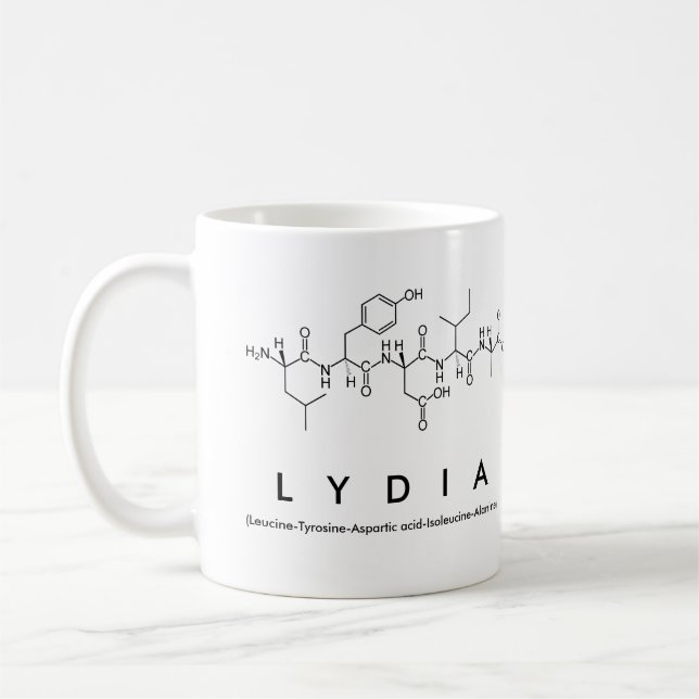 Taza del nombre del péptido de Lydia (Izquierda)