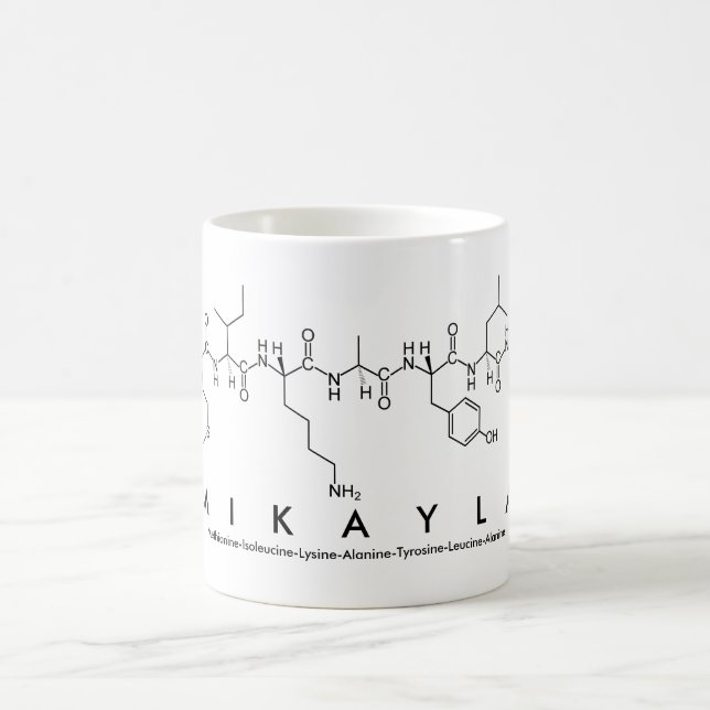Taza del nombre del péptido de Mikayla (Centro)