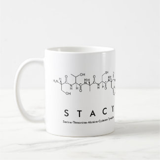 Taza del nombre del péptido de Stacy