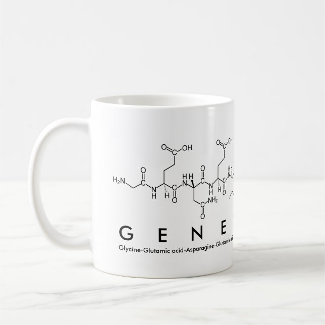 Taza del nombre del péptido del genetista (Izquierda)