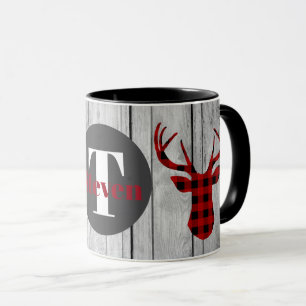 Taza del país del monograma de la tela escocesa de