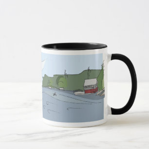 Taza del panorama de la bahía de la sombra [negro