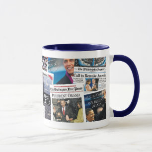 Taza del periódico de la inauguración de Obama