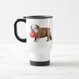 Taza del perrito del bulldog de la tarjeta del día