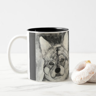 Taza del perro del lobo del amor adolescente
