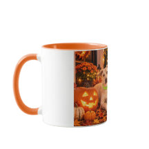 Taza del perro y la calabaza de Halloween feliz
