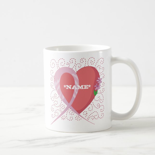Taza del personalizable del corazón del cáncer de (Derecha)