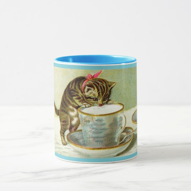 Taza del personalizado del té del gato que sorbe (Centro)