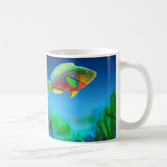 Taza del pez papagayo del arrecife de coral (Derecha)