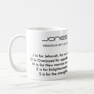 Taza del poema del apellido de Jones