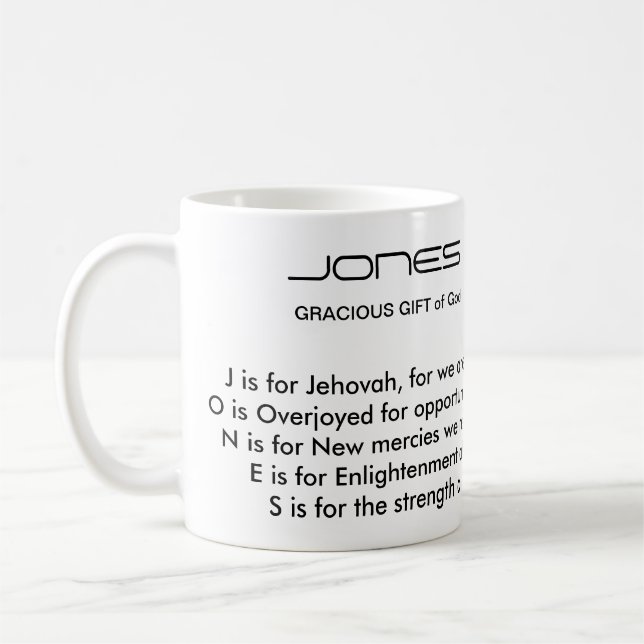 Taza del poema del apellido de Jones (Izquierda)