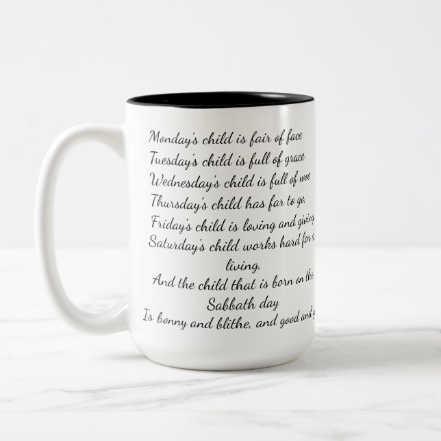 Taza del poema del niño de lunes (Izquierda)