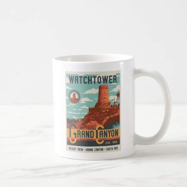 Taza del poster del parque nacional del Gran Cañón (Derecha)