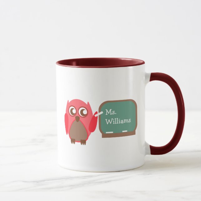 Taza del profesor - búho rojo en la pizarra (Derecha)