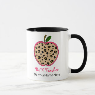 Taza del profesor pre K del estampado leopardo de