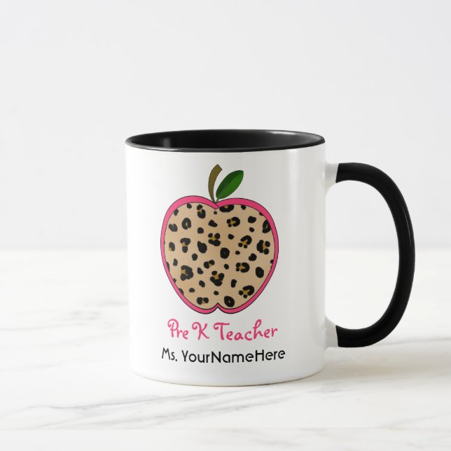 Taza del profesor pre K del estampado leopardo de (Derecha)
