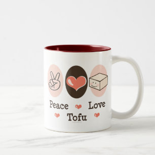 Taza del queso de soja del amor de la paz
