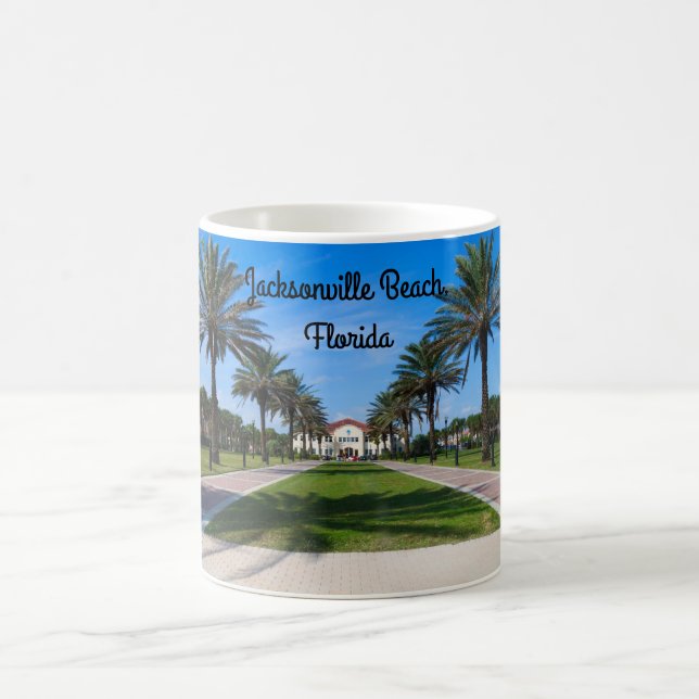 Taza del recuerdo de playa de Jacksonville, la (Centro)