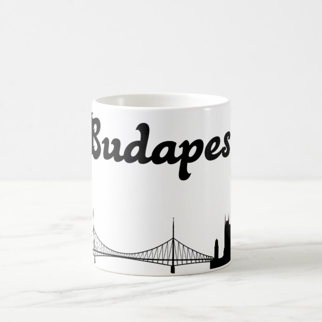 Taza del regalo de la señal de Budapest Hungría (Centro)
