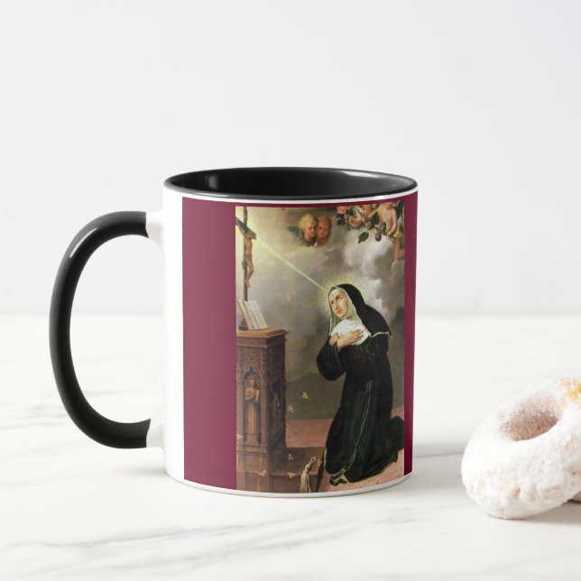 Taza del retrato de Rita del santo (Con donut)