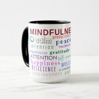 Taza del revoltijo de la palabra del Mindfulness