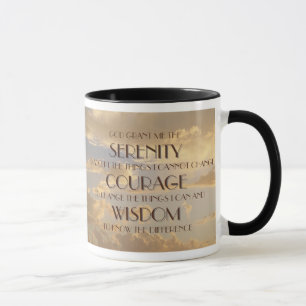 Taza del rezo de la serenidad del cielo que brilla