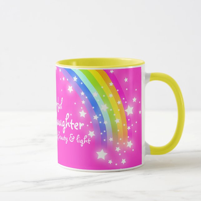 Taza del rosa de arco iris de la "nieta (Derecha)