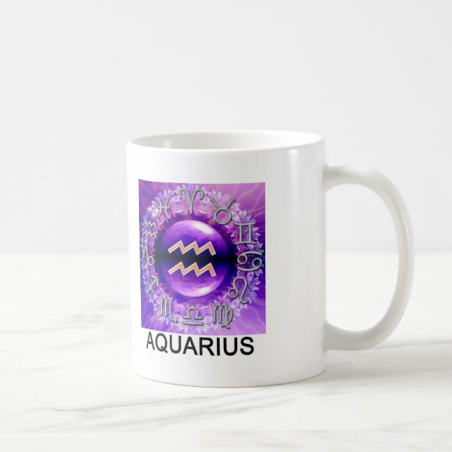Taza del Rótulo del zodiaco del acuario (Derecha)