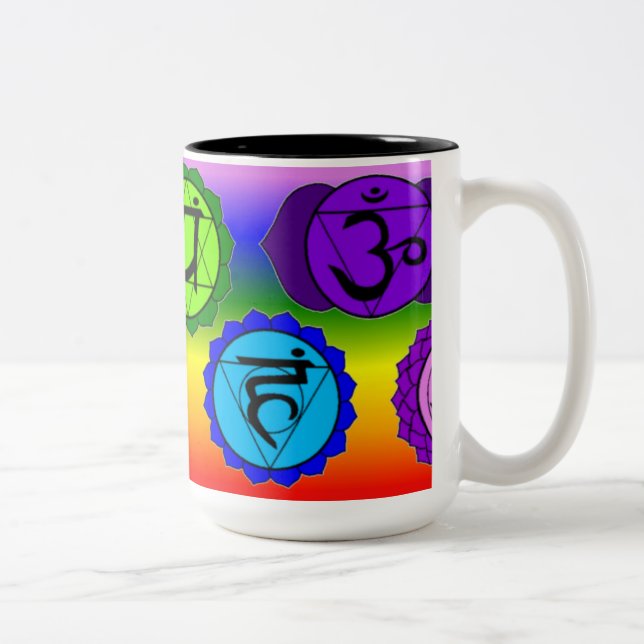 TAZA DEL SÍMBOLO DE LA YOGA REIKI SIETE CHAKRA. (Derecha)