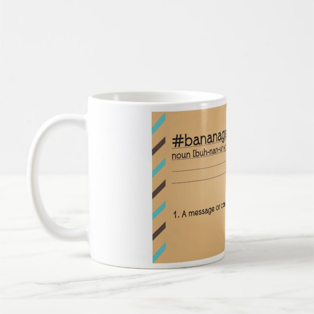 Taza del sobre del #bananagram de los PLÁTANOS (Izquierda)