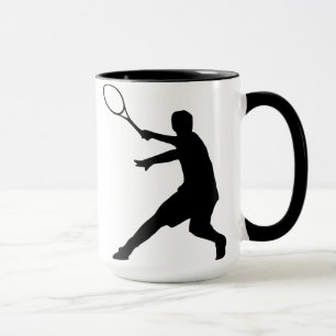 Taza del tenis con la silueta de un jugador