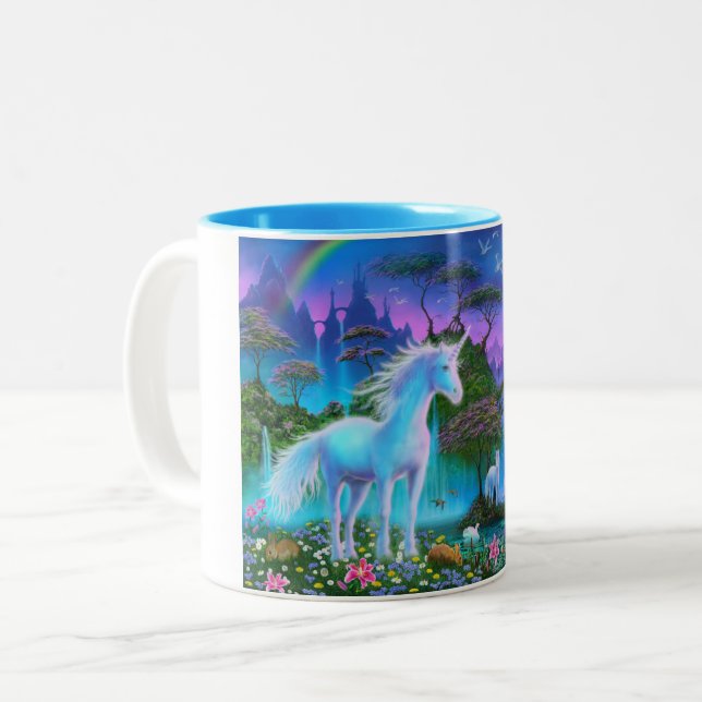 Taza del unicornio (manija blanca) (Anverso izquierdo)