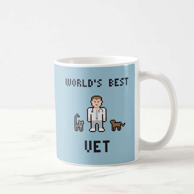 Taza del veterinario del mundo del pixel la mejor (Derecha)