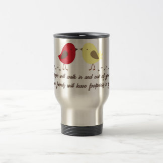 Taza del viaje con cita de la amistad