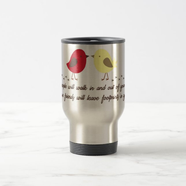 Taza del viaje con cita de la amistad (Centro)