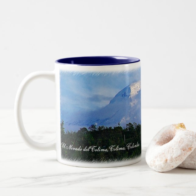 Taza del viaje de El Nevado del Tolima Colombia (Con donut)