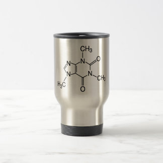 Taza del viaje de la molécula del cafeína
