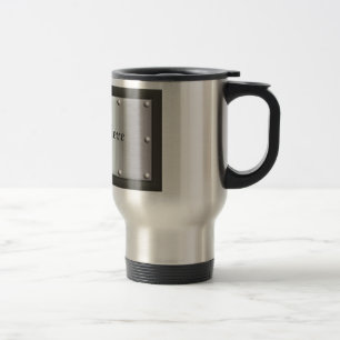 Taza del viaje de la placa de identificación